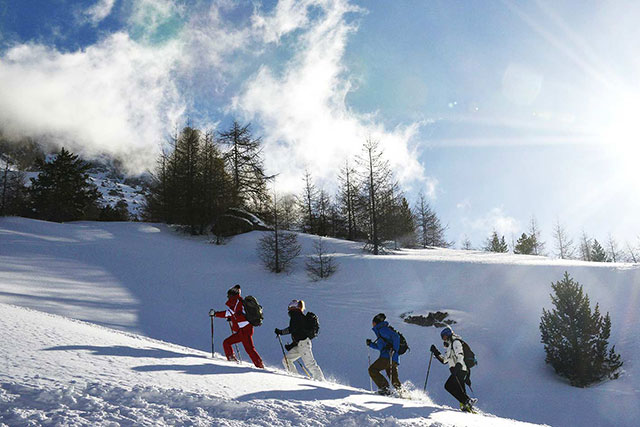 raquettes sur les pistes de Ventron